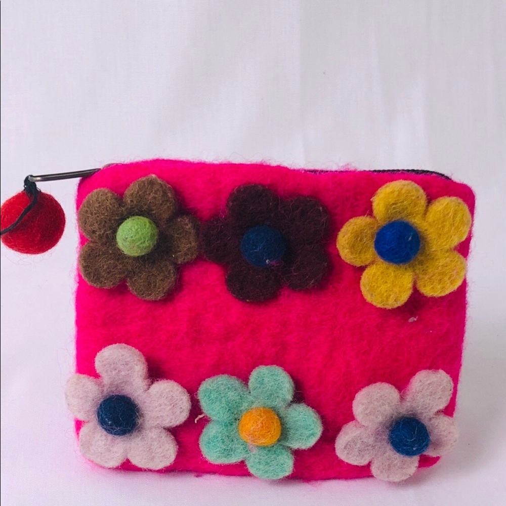 Colorful Wool Cosmetic Pouch